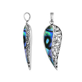 925 Sterling Silver Artistic Wing Pendant Featuring Abalone Shell